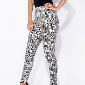 Zebra Print Mid Rise Skinny Jeggings